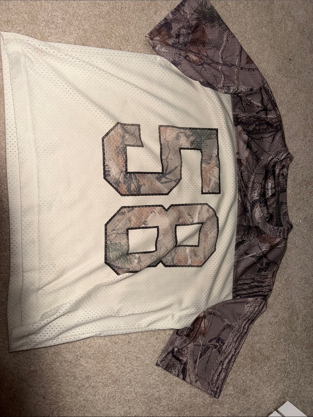 Hollister White Jersey with Camo Sleeves and '98 Applique